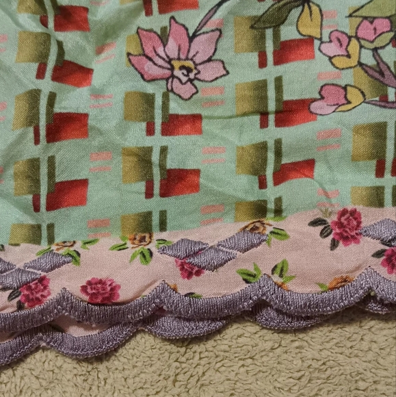 Johnny Was Maxi Dress Silk Patchwork SzL Green/Red Floral Boho Lightweight - Picture 11 of 15